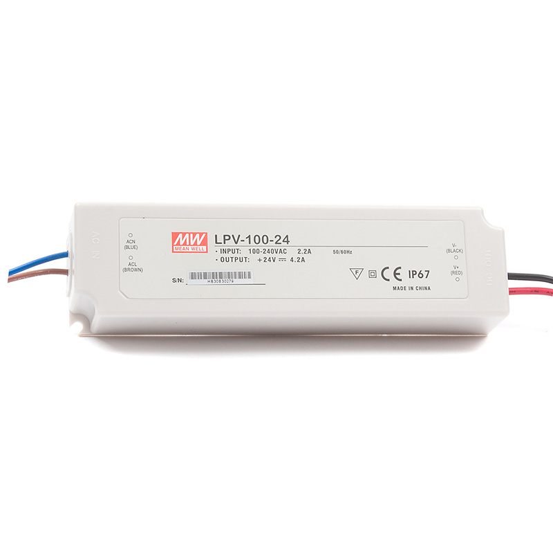 LPV-100-24 100Watt AC90～264V Input Mean Well High-efficacy Waterproof DC24V UL-Listed LED Display Lighting Power Supply
